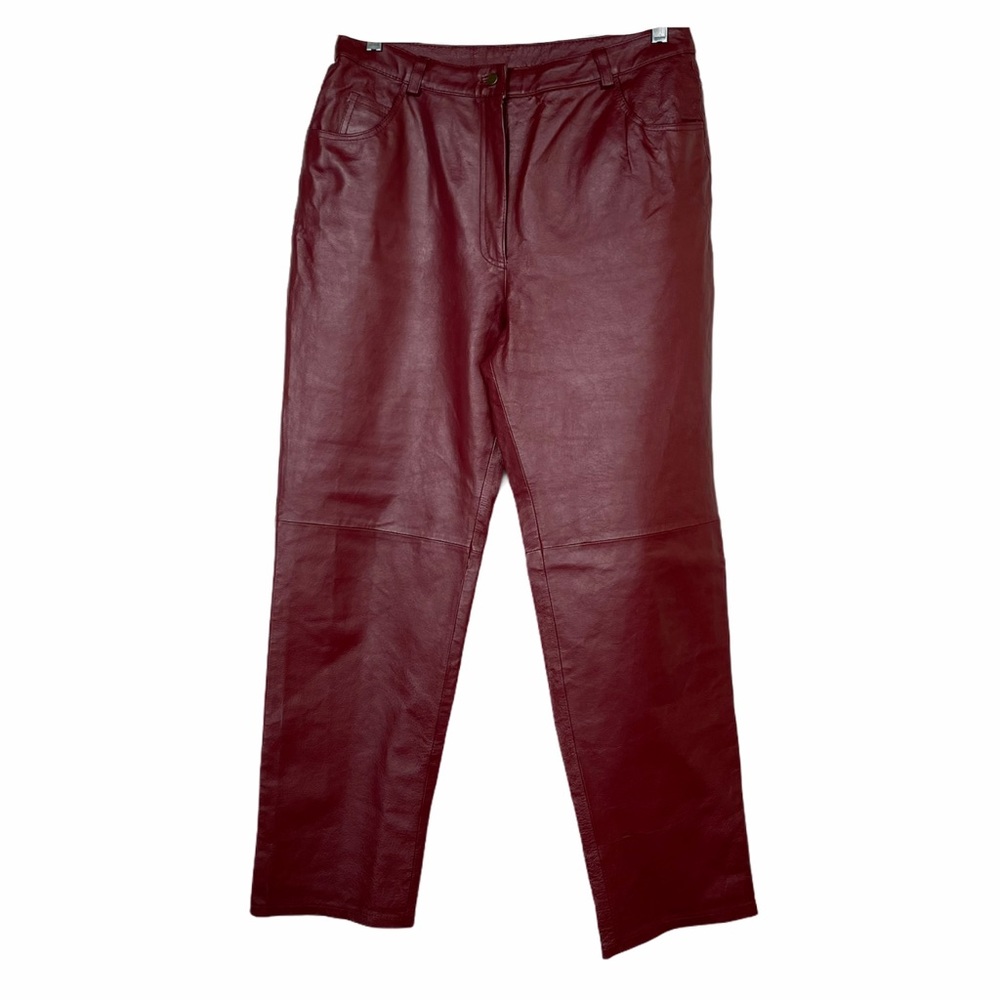 🔥Real Leather Burgundy Thick Pants
